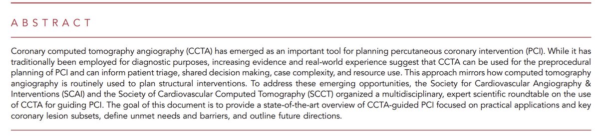 MyJSCAI's tweet image. 🆕Presented at #SCAI2025 - @SCAI / @Heart_SCCT roundtable highlighting use of #Coronary #Computed #Tomography #Angiography #CCTA for guiding #PCI. Panel discusses practical applications &amp;amp; desired actions to improve pt triage, shared decision-making &amp;amp; resource use in #CAD.