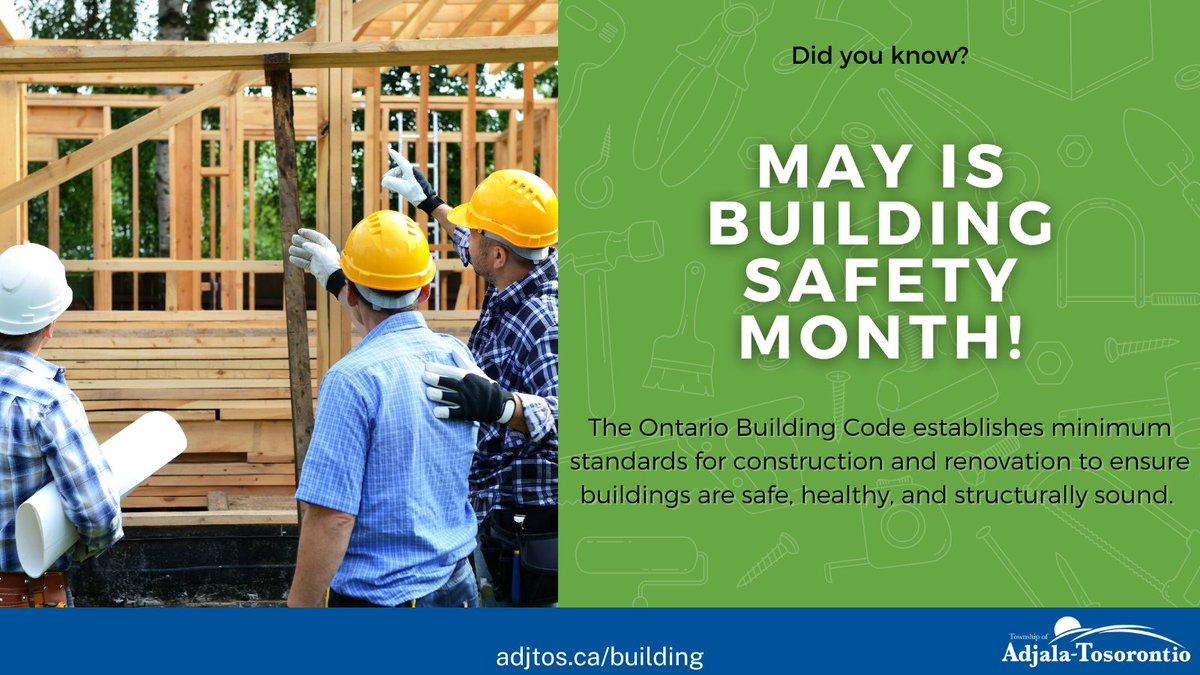 adjtostwp's tweet image. 🏗️ May is Building Safety Month! Did you know Ontario has its own Building Code to help keep our spaces safe, sound &amp;amp; strong? 🛠️ From foundations to finishes, safety starts with smart standards. Let’s build it right! ✅ #BuildingSafetyMonth #OntarioBuildingCode