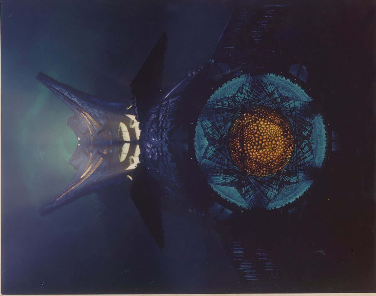 Syd Mead’s first foray into film design began with Star Trek: The Motion Picture (1979), where he was hired to visualize the interior of the V’Ger entity—a colossal, mysterious spacecraft housing a sentient machine.

Originally brought on by director Robert Wise, Mead brought his