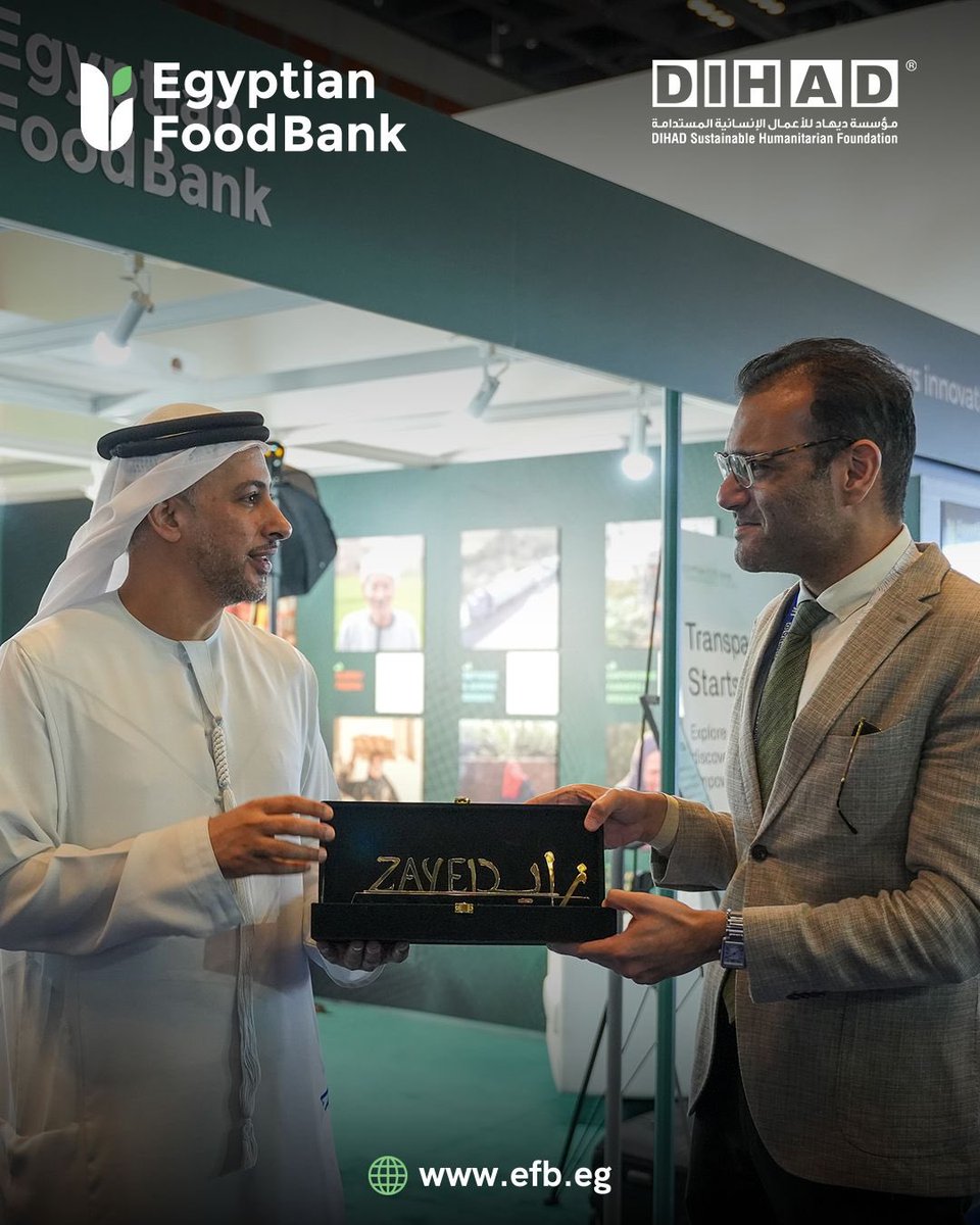 Egyptian Food Bank (@egyfoodbank) on Twitter photo We were honored by the visit of His Excellency Mohanna Obaid Al Muhairi, Deputy Director General of the Zayed Foundation for Charity and Humanitarian Work, to the Egyptian Food Bank’s booth at the DIHAD Conference and Exhibition. His Excellency met with Mr. <a href="/MohsenSarhan/">Mohsen Sarhan</a>, CEO of We were honored by the visit of His Excellency Mohanna Obaid Al Muhairi, Deputy Director General of the Zayed Foundation for Charity and Humanitarian Work, to the Egyptian Food Bank’s booth at the DIHAD Conference and Exhibition. His Excellency met with Mr. <a href="/MohsenSarhan/">Mohsen Sarhan</a>, CEO of