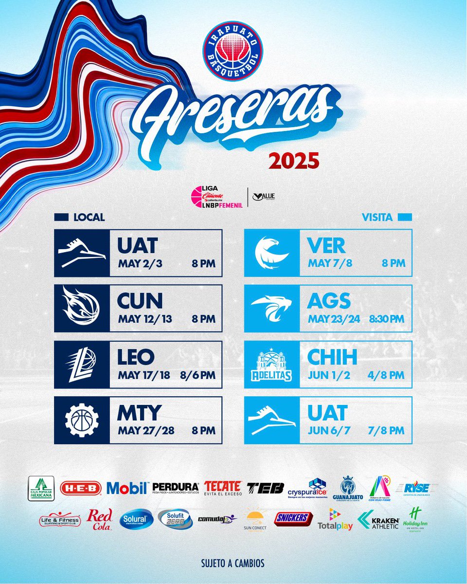 ¡El rugido del basquetbol está por regresar! 📢🏀

Prepárense para vivir la SERIE INAUGURAL de las Freseras. Este 2 y 3 de mayo a las 8:00 PM en el INFORUM. 

🎟️Consigue tus boletos ahora en freserasdeirapuato.com.