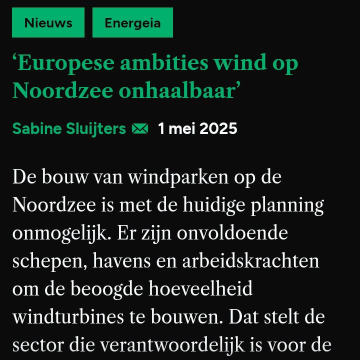 De bouw van windparken op de Noordzee is met de huidige planning onmogelijk. Maar "gelukkig" is er wél 10-talle miljarden subsidie beschikbaar voor fossiele #CCS!