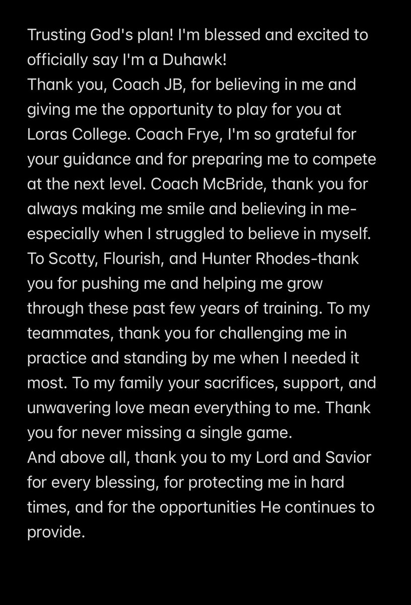 Meghanne Freehill (@meghannefreehi1) on Twitter photo Trusting God's plan! I'm blessed and excited to officially say I'm a Duhawk!
<a href="/DuhawkWBB/">Loras College Women's Basketball</a> <a href="/jbusch_15/">Justin Busch</a> Trusting God's plan! I'm blessed and excited to officially say I'm a Duhawk!
<a href="/DuhawkWBB/">Loras College Women's Basketball</a> <a href="/jbusch_15/">Justin Busch</a>