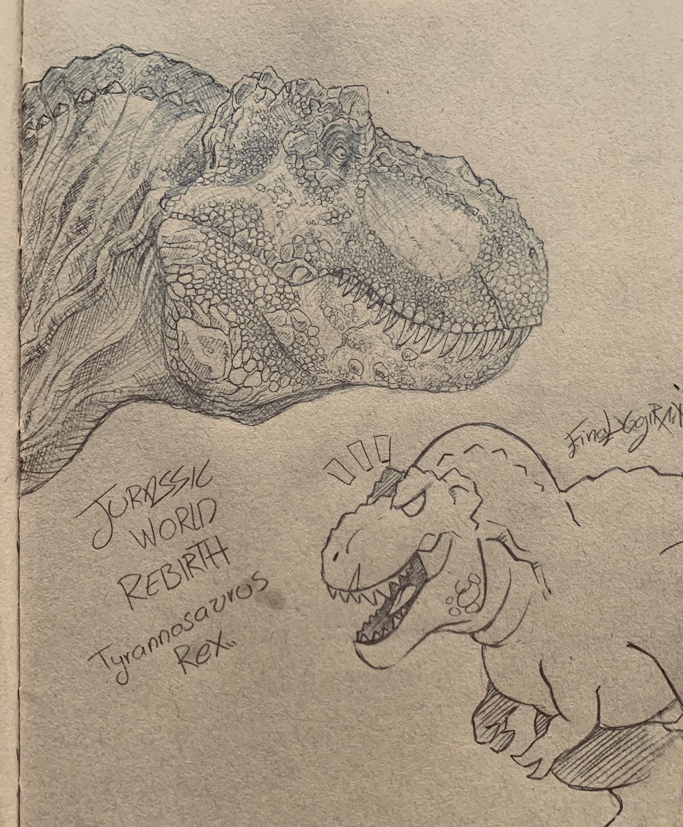 Quick drawing of the Jurassic World Rebirth T-Rex. I love how CHUNKY it is. If it's exactly like the Mattel figure, this is the best Tyrannosaurus model in the franchise so far.
