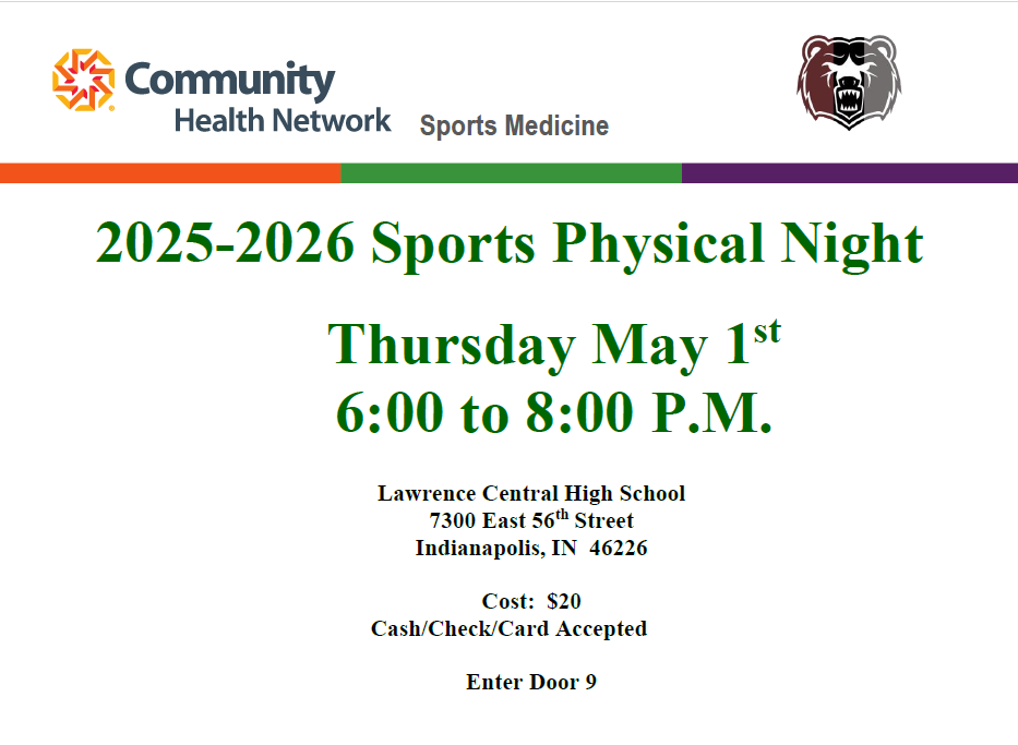 Make sure to stop in tonight to get your physical for next year.