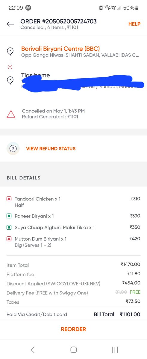 prafshettigar's tweet photo. @SwiggyCares So much for all your assurances. In a span of 5 days this is the 2nd time order wasn't delivered. Had to cancel the order after 1.5 hrs of placing the order when it was supposed to be delivered within an hour. You guys have 0 value for your customers. That is evident https://t.co/LOiWF2uYoA