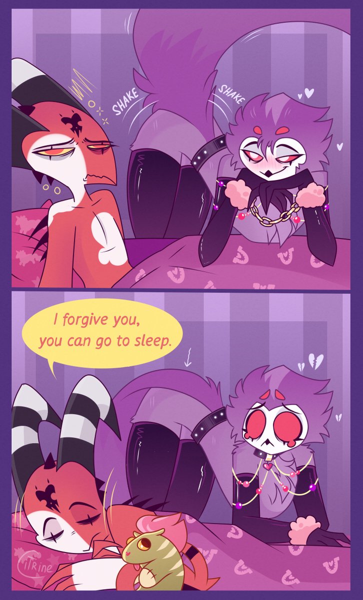 It was going to be a hot night, but Stolas keeps forgetting that activity at 4 a.m. is normal for owls, not for imps😔
#HelluvaBoss #Stolitz #Stolas #Blitzo