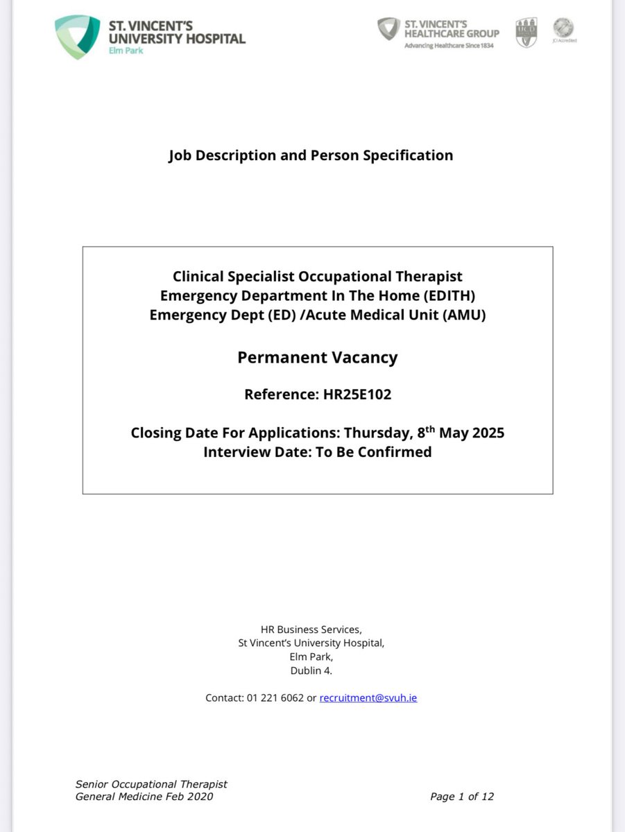 SVUH Occupational Therapy Dept (@ot_svuh) on Twitter photo We are also advertising a permanent clinical specialist OT position for EDITH/AMU. This is an exciting senior leadership opportunity to lead innovation and transformation in the care of older adults across ED, AMU, and home-based settings <a href="/EDinthehome/">EDITH (ED in the home)</a>
svhg.recruitment.zellis.com/wrl/pages/vaca… We are also advertising a permanent clinical specialist OT position for EDITH/AMU. This is an exciting senior leadership opportunity to lead innovation and transformation in the care of older adults across ED, AMU, and home-based settings <a href="/EDinthehome/">EDITH (ED in the home)</a>
svhg.recruitment.zellis.com/wrl/pages/vaca…