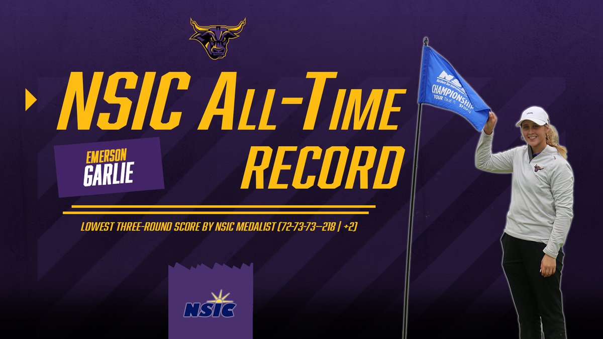 Maverick freshman Emerson Garlie set an NSIC record for lowest three-round score at the NSIC Championships last week by three strokes! (72-73-73--218 | +2). #HornsUp
