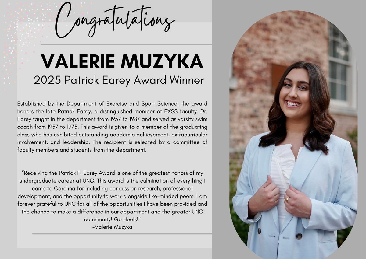 Congratulations to our 2025 Patrick Earey Winner, Valerie Muzyka! 🥳