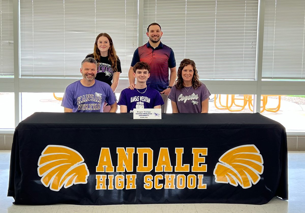 AndaleAthletics's tweet photo. Congratulations to Dugan Trempe for signing to continue his academic and bowling career at Kansas Wesleyan University!

@VypeKS @sportsinkansas @CJoly_1003 https://t.co/mMuSYevZc0