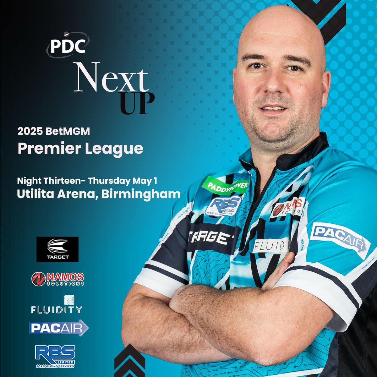 Rob Cross (@robcross180) on Twitter photo It is crunch time.
Great to be in Birmingham and ready to go for tonight. Really have to turn up and deliver now, we’re running out of weeks. Thanks for all the support. ⚡️
<a href="/TargetDarts/">Target Darts</a>
<a href="/NamosSolutions/">Namos Solutions</a>
<a href="/PwrByFluidity/">Powered By Fluidity</a>
@PAC_AIR
<a href="/ScottRBSLtd/">Scott Bain</a>
📸 <a href="/taylanningpix/">Taylor Lanning</a> It is crunch time.
Great to be in Birmingham and ready to go for tonight. Really have to turn up and deliver now, we’re running out of weeks. Thanks for all the support. ⚡️
<a href="/TargetDarts/">Target Darts</a>
<a href="/NamosSolutions/">Namos Solutions</a>
<a href="/PwrByFluidity/">Powered By Fluidity</a>
@PAC_AIR
<a href="/ScottRBSLtd/">Scott Bain</a>
📸 <a href="/taylanningpix/">Taylor Lanning</a>