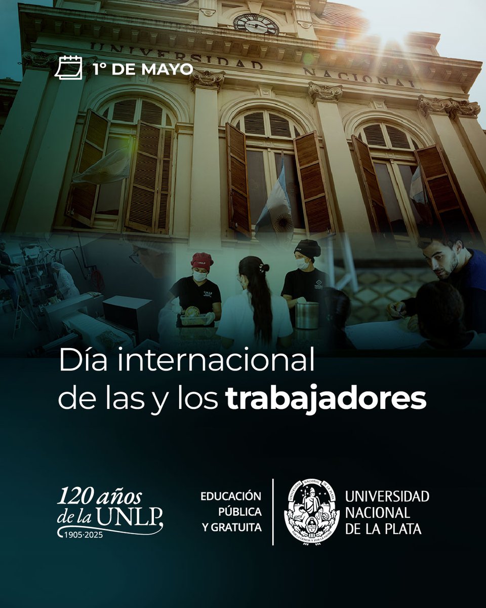 Nuestro reconocimiento a las y los trabajadores en su día. Muy especialmente a los de nuestra querida #UNLP. Gracias por su compromiso diario con la Universidad pública, abierta y de calidad