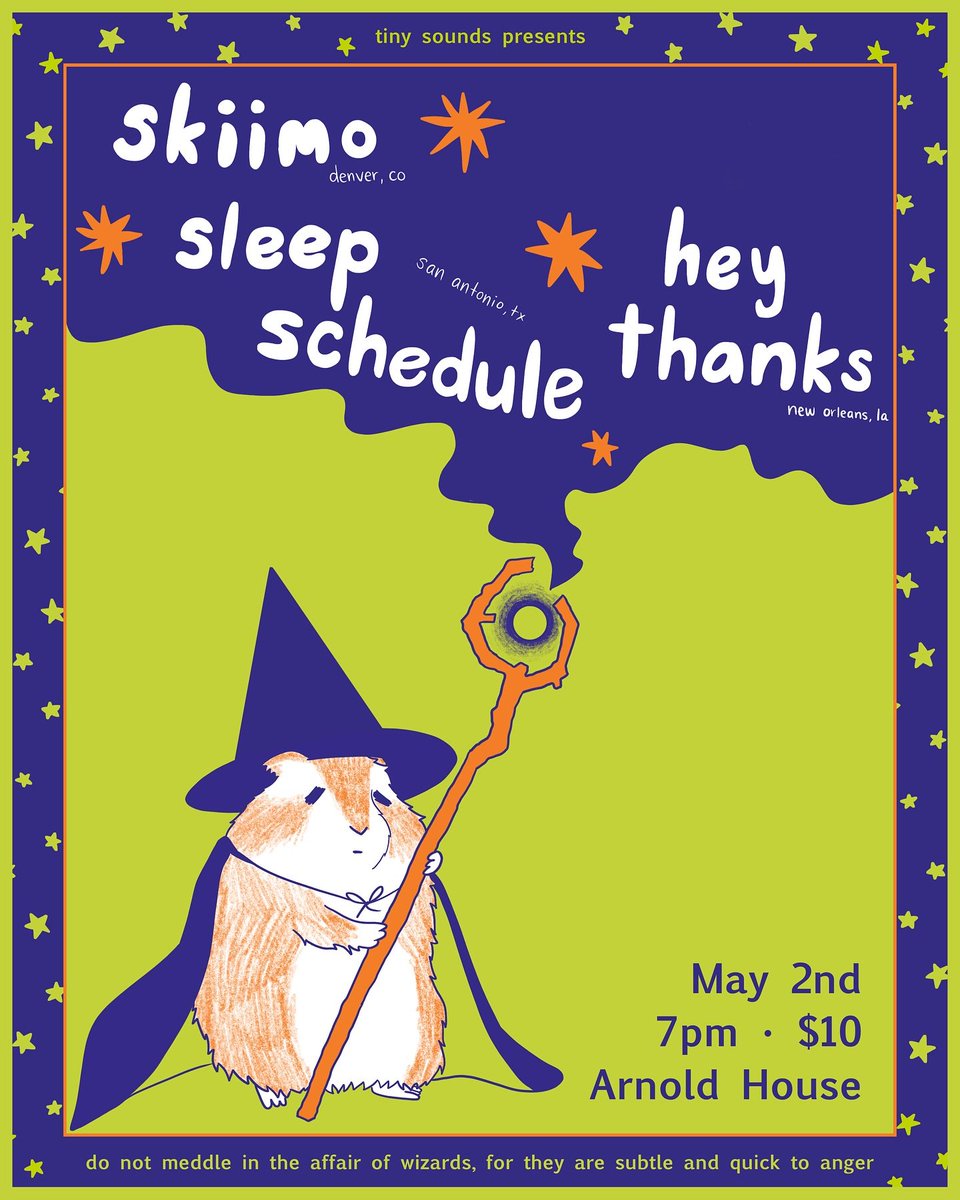 house show with my best friend <a href="/sleepscheduletx/">Sleep Schedule</a> and soon to be best friends <a href="/skiimoband/">Skiimo</a> and <a href="/HeyThanks_LA/">hey thanks.</a>.

sadly our best friends in McBryde had to drop the show, which doesn't remove their best friend status, but does make a single tear run down my face.

either way let's party