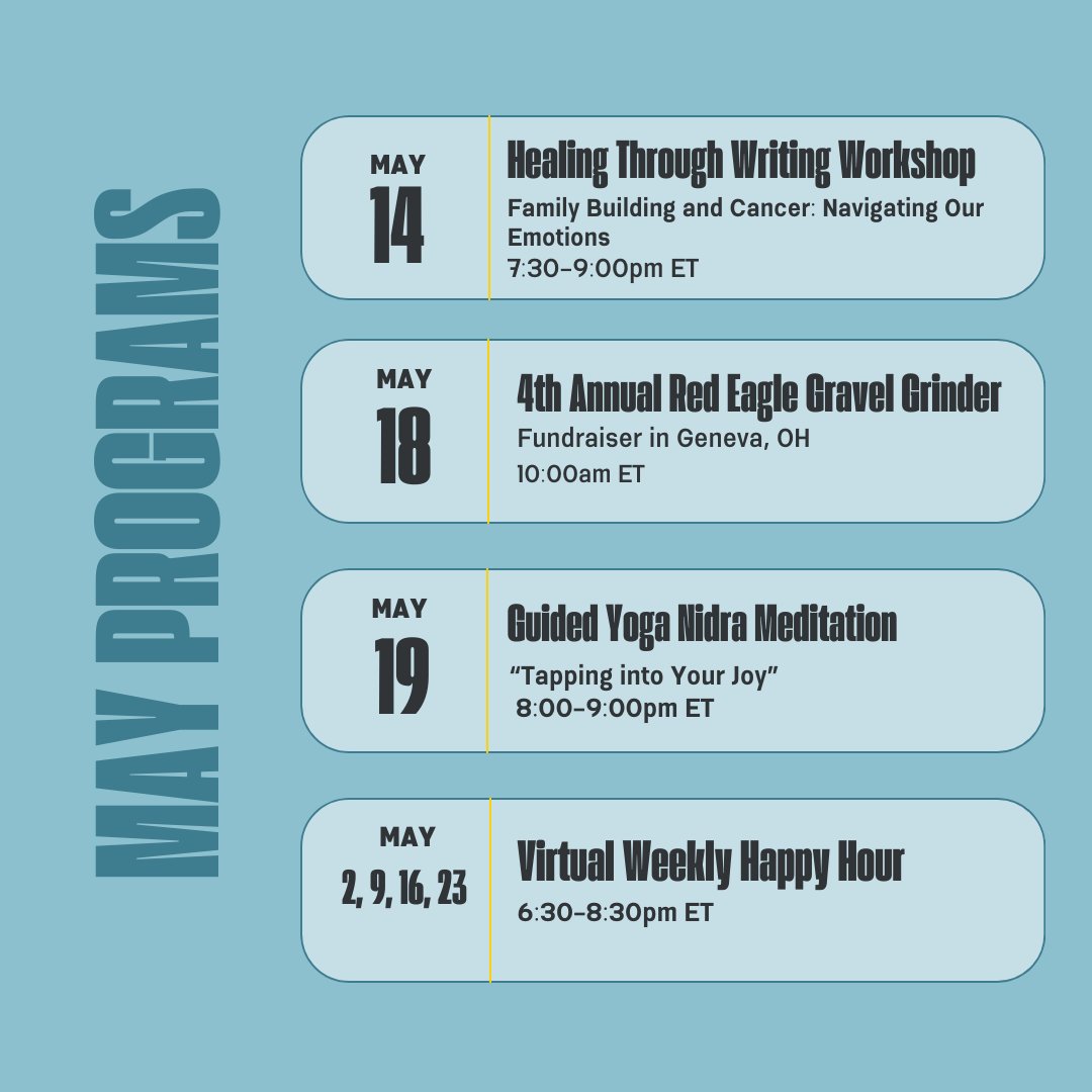 ElephantsTea's tweet image. Take a look at all of the amazing programming we have coming up this month!

elephantsandtea.org  

#may #supportprograms #jointheherd #ayasupport #ayacancer #yacancer #ayacancersupport #ayacommunity #elephantsandtea