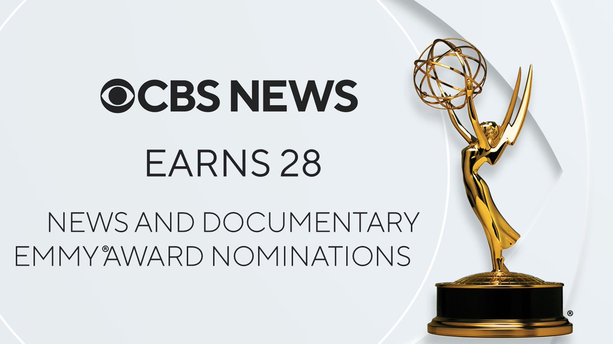 .<a href="/CBSNews/">CBS News</a> is proud to share we have earned 28 @NewsEmmys nominations, and our colleagues at <a href="/SeeItNowdocs/">See It Now</a> earned two.

Congratulations to <a href="/60Minutes/">60 Minutes</a>, <a href="/CBSSunday/">CBS Sunday Morning 🌞</a>, <a href="/CBSMornings/">CBS Mornings</a>, <a href="/FaceTheNation/">Face The Nation</a>, <a href="/CBSEveningNews/">CBS Evening News with Tony Dokoupil</a>, and all the nominees.

Full list: bit.ly/3S4VzEN