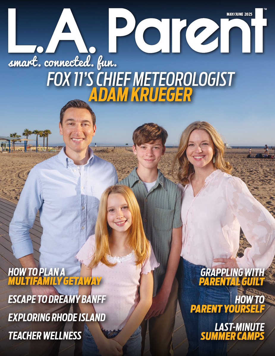 Happy to share the May/June issue of <a href="/LAParentMag/">laparentmag</a> featuring my cover story on Houston to L.A. transplant <a href="/AdamKrueger/">Adam Krueger</a>—the viral, lyrical weatherman turned <a href="/FOXLA/">FOX 11 Los Angeles</a> chief meteorologist. 

📸 Fun photo shoot with his lovely family at <a href="/SMBeachHouse/">Annenberg Beach House</a>! 😎☀️🏖️

📖: mirabelsmagazinecentral.com/digitaledition…