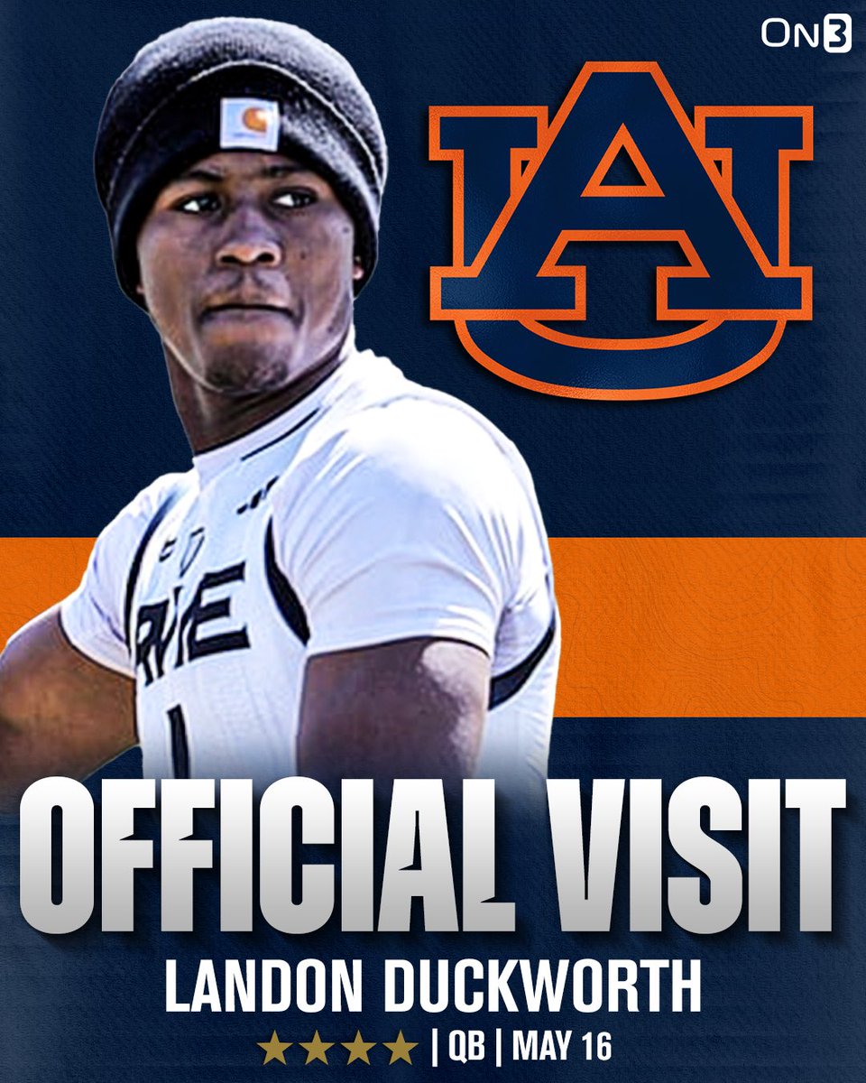 On3 Recruits (@on3recruits) on Twitter photo 🚨NEWS🚨 Elite QB Landon Duckworth will take an official visit to Auburn on May 16🦅
Duckworth is the No. 6 QB in the 2026 class.
More from <a href="/JLeeAULive/">Jeffrey Lee</a>: on3.com/teams/auburn-t… 🚨NEWS🚨 Elite QB Landon Duckworth will take an official visit to Auburn on May 16🦅
Duckworth is the No. 6 QB in the 2026 class.
More from <a href="/JLeeAULive/">Jeffrey Lee</a>: on3.com/teams/auburn-t…