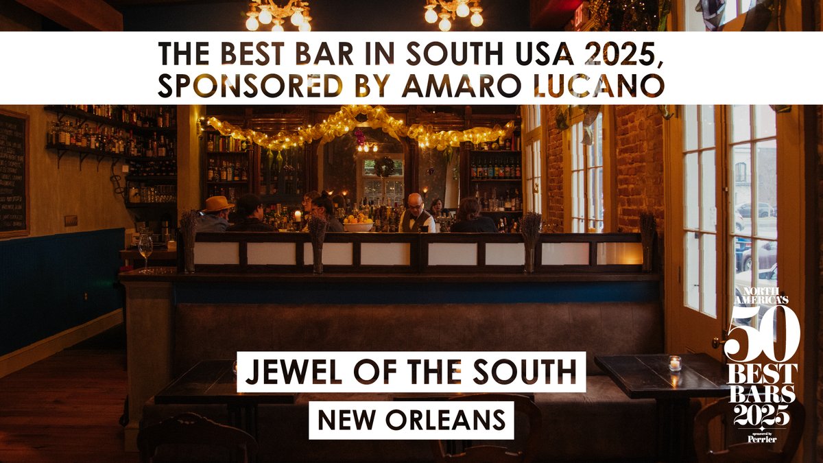 50BestBars (@50bestbars) on Twitter photo We’re heading south now to name The Best Bar in South USA, sponsored by Amaro Lucano and No.4. From New Orleans, it’s Jewel of the South! #NorthAmericas50Best #50BestBars <a href="/AmaroLucano1894/">Amaro Lucano</a> We’re heading south now to name The Best Bar in South USA, sponsored by Amaro Lucano and No.4. From New Orleans, it’s Jewel of the South! #NorthAmericas50Best #50BestBars <a href="/AmaroLucano1894/">Amaro Lucano</a>