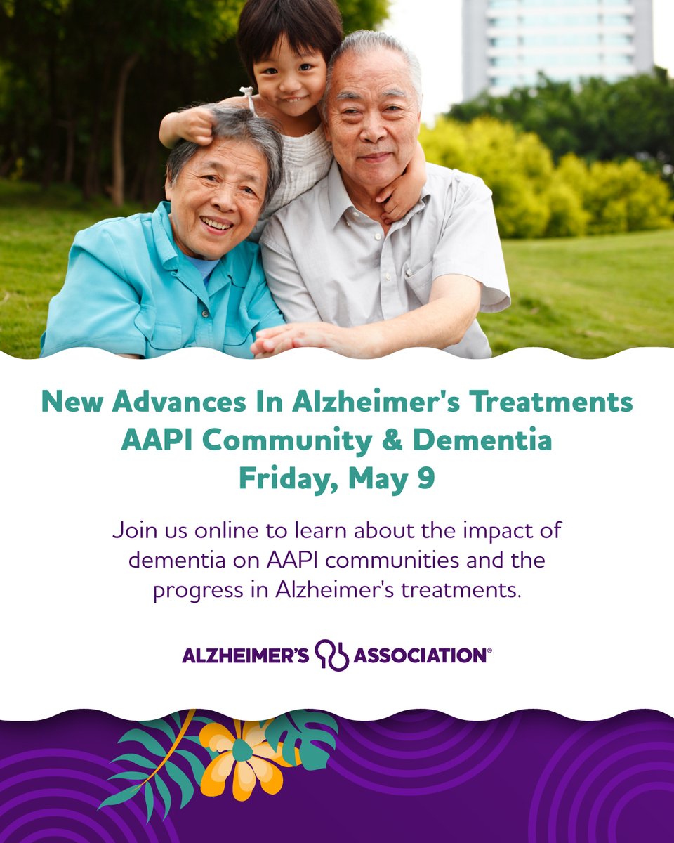 alzassociation's tweet image. Join us on May 9 at 9 a.m. CT for an online discussion about the impact of dementia within the Asian American and Pacific Islander community. We’ll also share the latest advancements in Alzheimer’s care and treatment. Register today at bit.ly/NA59AANHPI. #AAPIMonth