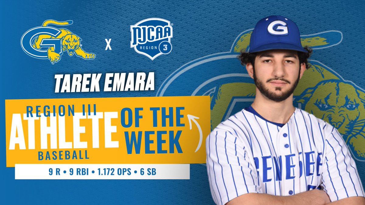 GCCSports's tweet image. Congratulations to Tarek Emara for earning Region III's Baseball AOTW!! #CougarPride