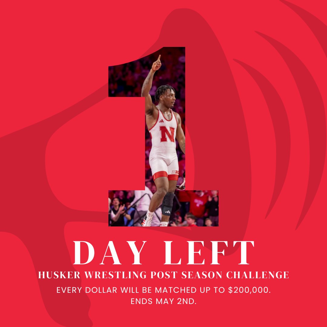 1890 Nebraska (@1890nebraska) on Twitter photo π¨ 1 DAY LEFT!
Every dollar is matched up to $200Kβbut time is running out.
Double your impact. Support our champs. Keep the future bright.
π² Contribute now: 1890Nebraska.com or text NEBNIL to 801801.
#FinalPush #DoubleYourImpact #GBR | <a href="/HuskerWrestling/">Nebraska Wrestling</a> π¨ 1 DAY LEFT!
Every dollar is matched up to $200Kβbut time is running out.
Double your impact. Support our champs. Keep the future bright.
π² Contribute now: 1890Nebraska.com or text NEBNIL to 801801.
#FinalPush #DoubleYourImpact #GBR | <a href="/HuskerWrestling/">Nebraska Wrestling</a>