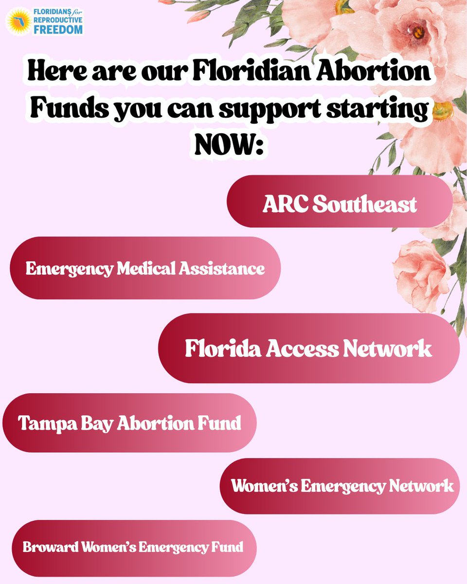 🚨 Today, Floridians have lived under a near total abortion ban for a year. This has stripped away our rights horrendously. Please donate to our abortion funds, who work tirelessly to ensure we have care at bit.ly/abortionsfl #endtheban #abortionrights #reproductivejustice