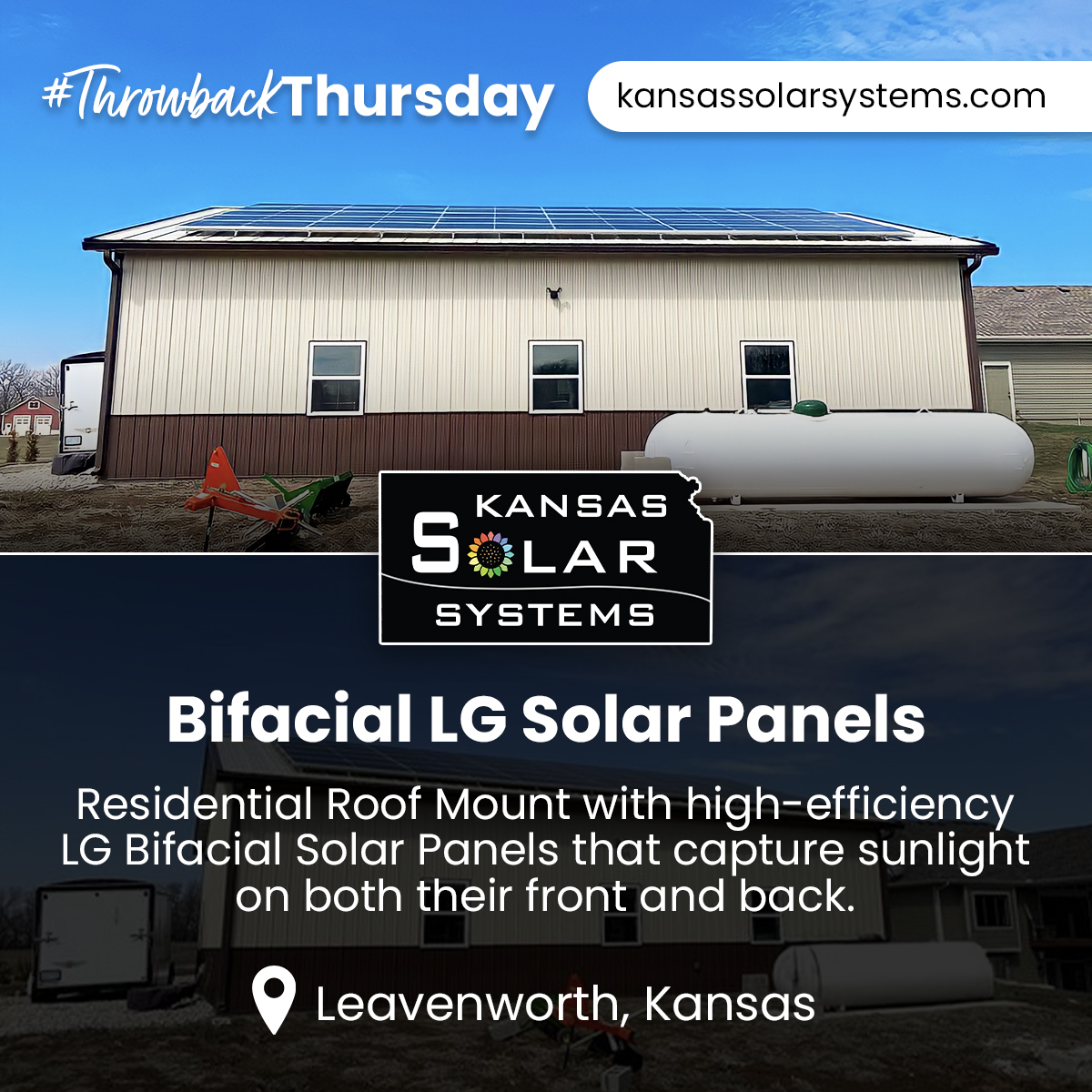 KSSolarSystems's tweet image. #Throwback to our roof mount install in Leavenworth! ☀️ Contact us for a free evaluation! 👉 kansassolarsystems.com | 📞 785-840-7023 #KansasSolar #BifacialPanels #SolarPower #RoofSolar #TBT #ThrowbackThursday