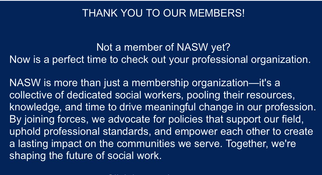 There has never been a better time to join the collective of social workers known as NASW. socialworkers.org/Membership <a href="/nasw/">NASW</a>
