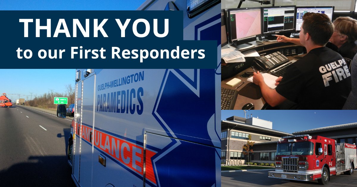 cityofguelph's tweet photo. Today is First Responders Day! Please join us in sharing words of appreciation for the compassionate, dedicated, highly trained professionals at @GuelphFire and Guelph-Wellington Paramedics. Thank you for working so hard to keep our community safe! https://t.co/JGqfrzItro