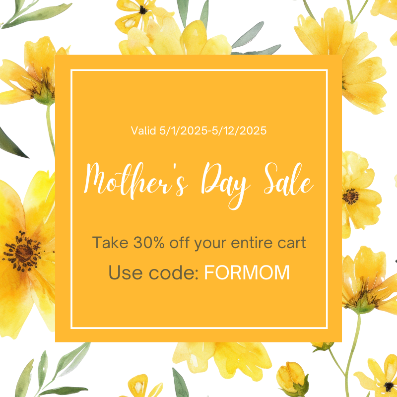 Celebrate mom with this #MothersDay sale! Use code FORMOM at checkout for 30% off your entire cart. Valid 5/1/2025-5/12/2025. #mothersdaygiftideas #MothersDaygifts