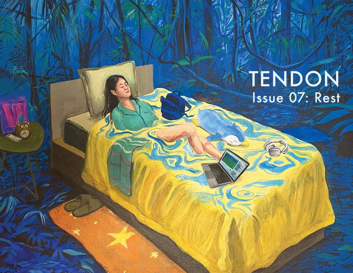 tendonmag's tweet image. Issue 07, &quot;Rest,&quot; is live today!

We’re so proud to share this one with you. Poetry, art, and prose on rest as repair, resistance, and care—and what it means to slow down, even when it’s hard to.

→ hopkinsmedicalhumanities.org/tendon-magazin…