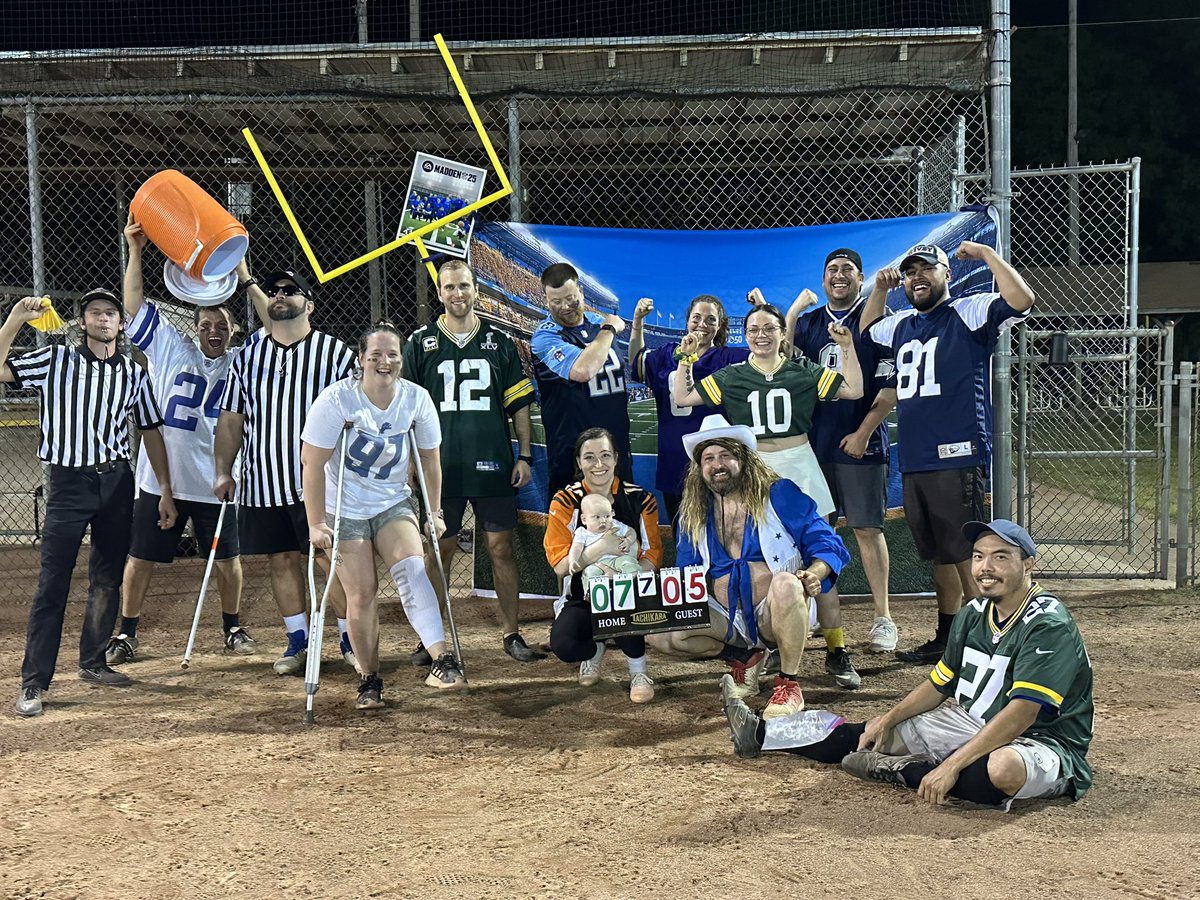 britt π (@dropitonlafleur) on Twitter photo I play on a co-ed kickball team and we have a theme week every season. This theme was video games, so we dressed as Madden. My fiance won us first place for dressing as a Dallas Cowboys cheerleader π€£ (only time weβll ever support the cowboys in this household) I play on a co-ed kickball team and we have a theme week every season. This theme was video games, so we dressed as Madden. My fiance won us first place for dressing as a Dallas Cowboys cheerleader π€£ (only time weβll ever support the cowboys in this household)