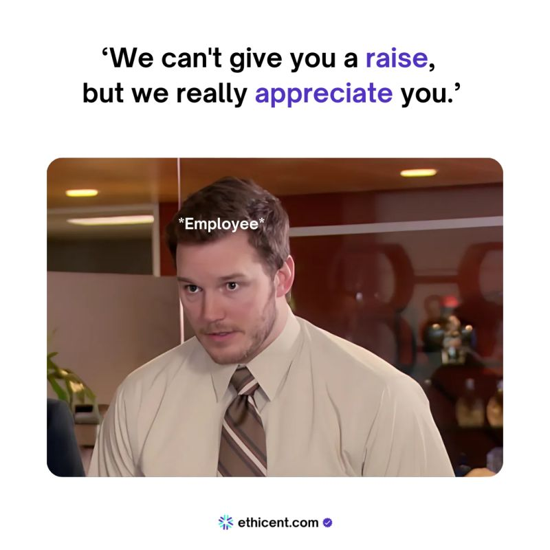 ethicentcom's tweet photo. We can’t give you a raise, but we really appreciate you.” 🙃
Ever heard that one before? 

Here’s the thing →
Appreciation is nice.

But it doesn’t pay the bills, fund career growth, or improve retention.

👏 Recognition without real rewards?
 It’s just noise.

Emotional compensation ≠ Financial recognition.

If you want loyal, high-performing teams →
Invest in them.

→ Financially. 
→ Professionally. 
→ Consistently.

#WorkCulture #EmployeeRetention