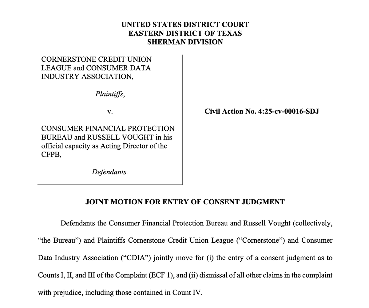 CFPB just quietly agreed in a court filing to get rid of the rule that bans medical debt from showing up on credit reports. I guess those nationwide injunctions aren't so bad after all!