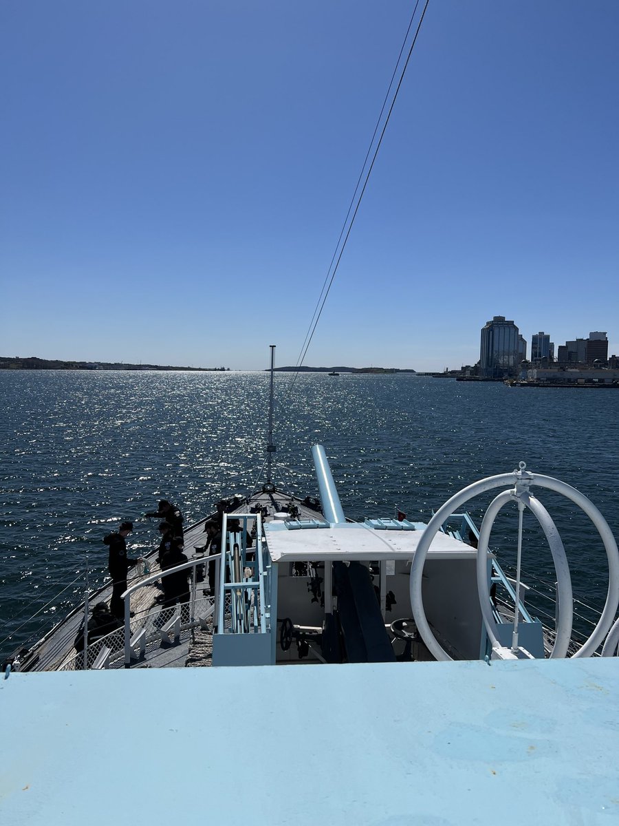 A fine morning for ⁦<a href="/HMCSSACKVILLE1/">Canadian Naval Memorial Trust</a>⁩ to move to her summer berth on the Halifax waterfront.