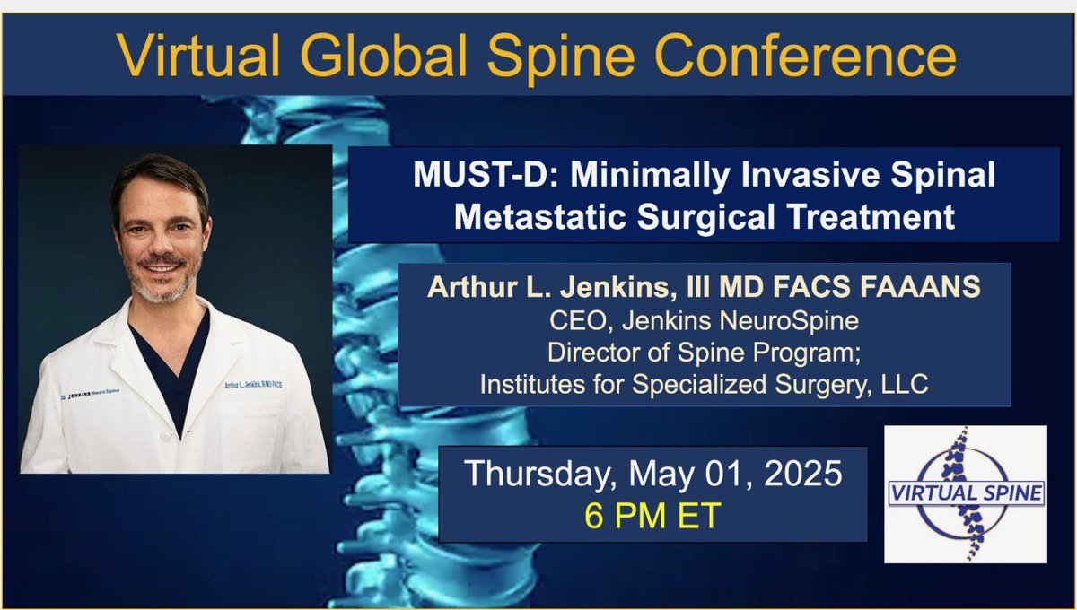 Jenkins NeuroSpine (@spinedocnyc) on Twitter photo Presenting tonight at the <a href="/virtualspine/">Virtual Global Spine Conference</a> grand rounds on my recently published MIS tumor technique- better outcomes, shorter recovery, much safer! <a href="/ISSdoctors/">Institutes for Specialized Surgery</a> Presenting tonight at the <a href="/virtualspine/">Virtual Global Spine Conference</a> grand rounds on my recently published MIS tumor technique- better outcomes, shorter recovery, much safer! <a href="/ISSdoctors/">Institutes for Specialized Surgery</a>
