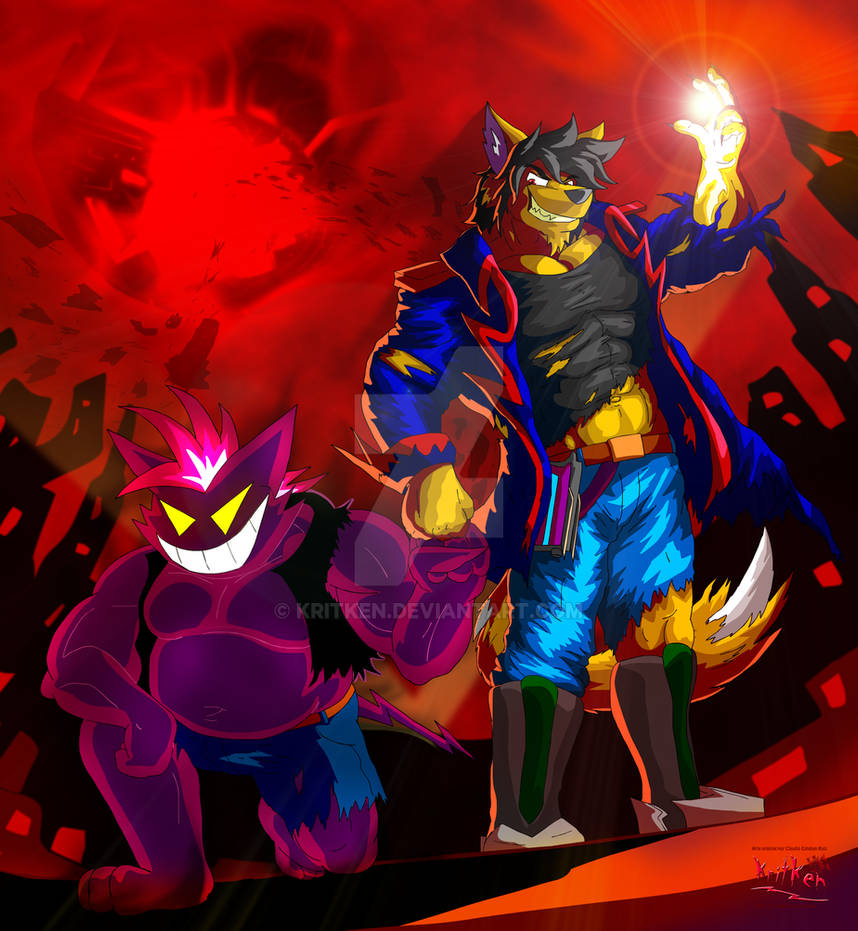 Krit and Maurice, from my writting. Krit is Light, Mau is darkness. Joining once more to battle Napolitan.