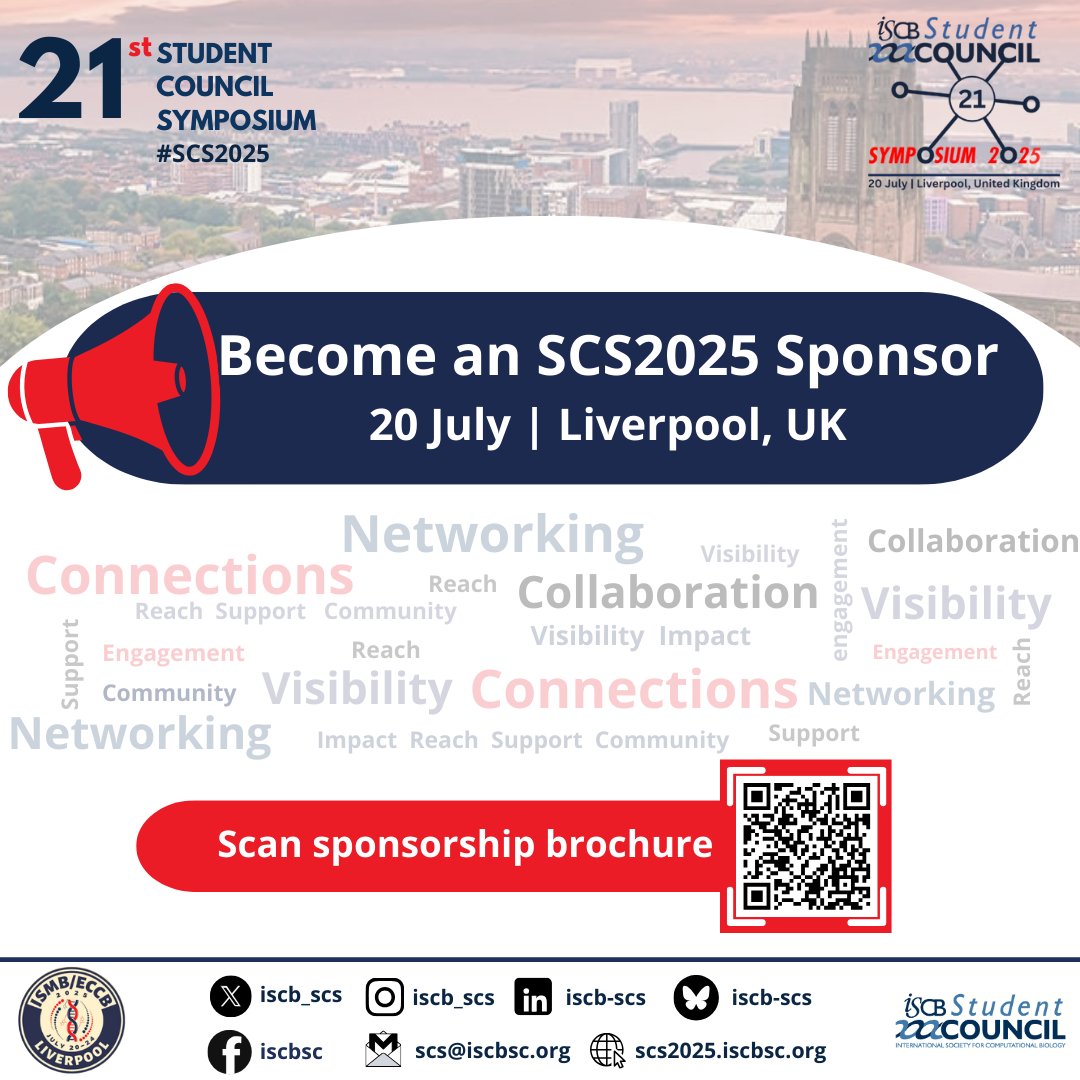 SCS2025 (@iscb_scs) on Twitter photo 📣 Sponsor #SCS2025 & showcase your brand to 100+ early-career bioinformatic researchers worldwide
📅 20 July | Liverpool & Virtual
🌍 Exposure • 🤝 Networking • 🎓 Collaboration
📲 Scan QR or visit wp.iscbsc.org/scs2025
✉️ Email us at scs-finance@iscbsc.org
#Bioinformatics 📣 Sponsor #SCS2025 & showcase your brand to 100+ early-career bioinformatic researchers worldwide
📅 20 July | Liverpool & Virtual
🌍 Exposure • 🤝 Networking • 🎓 Collaboration
📲 Scan QR or visit wp.iscbsc.org/scs2025
✉️ Email us at scs-finance@iscbsc.org
#Bioinformatics