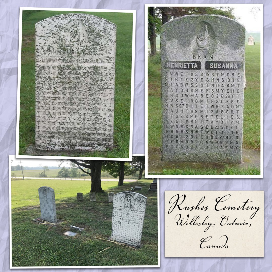 Samuel Bean married Henrietta Furry in 1865, but she sadly passed a few months later. He then married Susanna Clegg, but she passed in 1867. Bean erected this gravestone for them with this cryptogram on it. findagrave.com/memorial/12967… Photo: Patricia Jackson, CeeDee