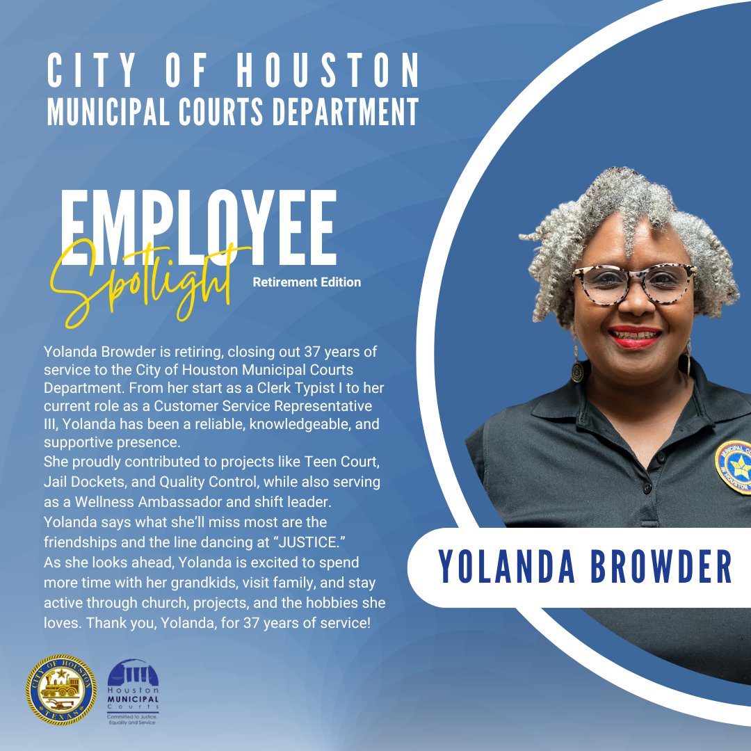 Have a wonderful retirement, Yolanda Browder!