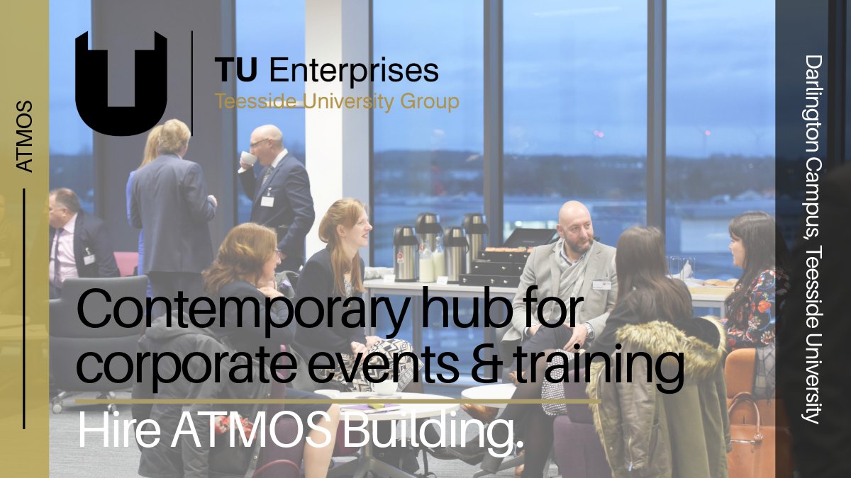 Host your next event in style at ATMOS, <a href="/TeessideUni/">Teesside University</a>’s Darlington Campus.

Perfect for workshops, training, or networking 💡
 ✔️ Modern, flexible space
 ✔️ On-site catering &amp; free parking
 ✔️ Close to Darlington train station

Complete this form: bit.ly/tuhirebookings