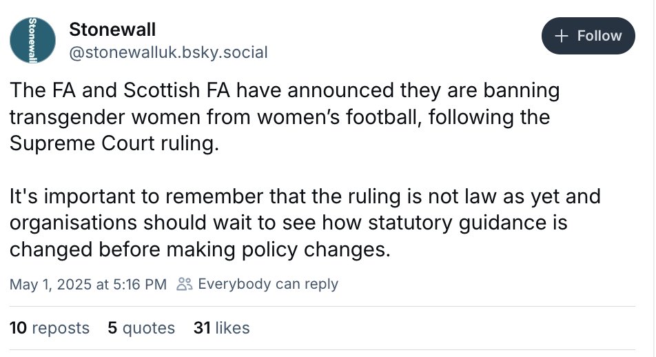 In other news, that organisation paid ££££ by Tory government, opposition party, the BBC, Channel 4, Guardian, police, judiciary, local councils (etc) to interpret equality law, doesn't in fact understand equality law.