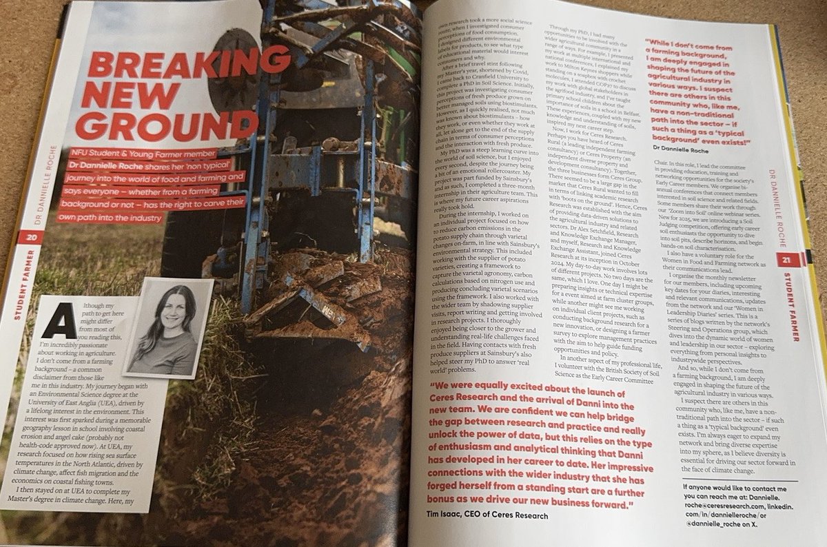 Dr Danni (@dannielle_roche) on Twitter photo Wrote a little piece for the <a href="/NFUtweets/">National Farmers' Union</a> student mag! I wanted to share my world of agriculture, which didn’t come from a farming family or background! Also got to mention <a href="/Soil_Science/">British Society of Soil Science</a> <a href="/ECSoil_Sci/">BSSS Early Careers</a> <a href="/WomeninFoodFarm/">Women in Food and Farming</a> <a href="/CranfieldUni/">Cranfield University</a> <a href="/sainsburys/">Sainsbury's</a> <a href="/uniofeastanglia/">UEA</a> 🙌🏼🫶🏼 Wrote a little piece for the <a href="/NFUtweets/">National Farmers' Union</a> student mag! I wanted to share my world of agriculture, which didn’t come from a farming family or background! Also got to mention <a href="/Soil_Science/">British Society of Soil Science</a> <a href="/ECSoil_Sci/">BSSS Early Careers</a> <a href="/WomeninFoodFarm/">Women in Food and Farming</a> <a href="/CranfieldUni/">Cranfield University</a> <a href="/sainsburys/">Sainsbury's</a> <a href="/uniofeastanglia/">UEA</a> 🙌🏼🫶🏼