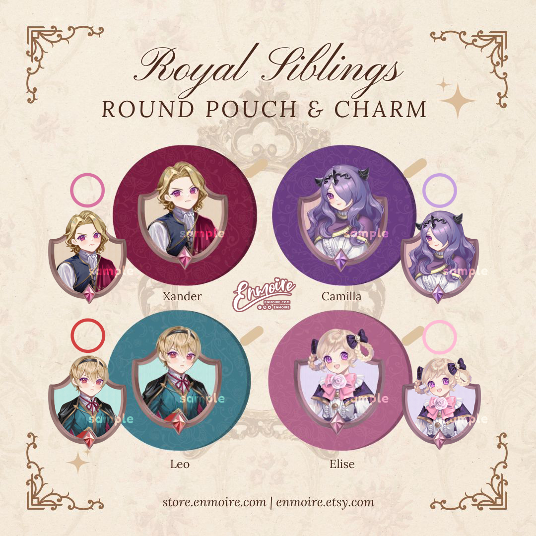 [RTs] <a href="/TheEmblemCon/">EmblemCon ☆ May 1-4, 2025☆</a> special release!
Celebrate 10th year of Fates with these Royal Siblings 20cm pouch and 6cm charm 🌹