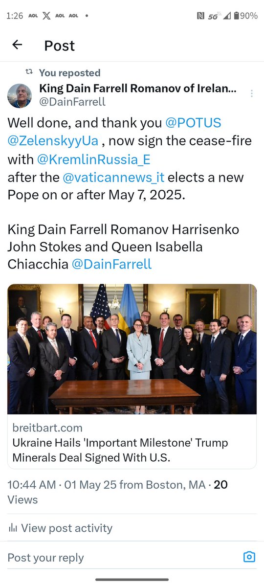 King Dain Farrell Romanov of Ireland and Russia (@dainfarrell) on Twitter photo <a href="/POTUS/">President Donald J. Trump</a> <a href="/ZelenskyyUa/">Volodymyr Zelenskyy / Володимир Зеленський</a> <a href="/KremlinRussia_E/">President of Russia</a>
King Dain Farrell Romanov Harrisenko John Stokes and Queen Isabella Chiacchia of Russia <a href="/DainFarrell/">King Dain Farrell Romanov of Ireland and Russia</a> <a href="/POTUS/">President Donald J. Trump</a> <a href="/ZelenskyyUa/">Volodymyr Zelenskyy / Володимир Зеленський</a> <a href="/KremlinRussia_E/">President of Russia</a>
King Dain Farrell Romanov Harrisenko John Stokes and Queen Isabella Chiacchia of Russia <a href="/DainFarrell/">King Dain Farrell Romanov of Ireland and Russia</a>