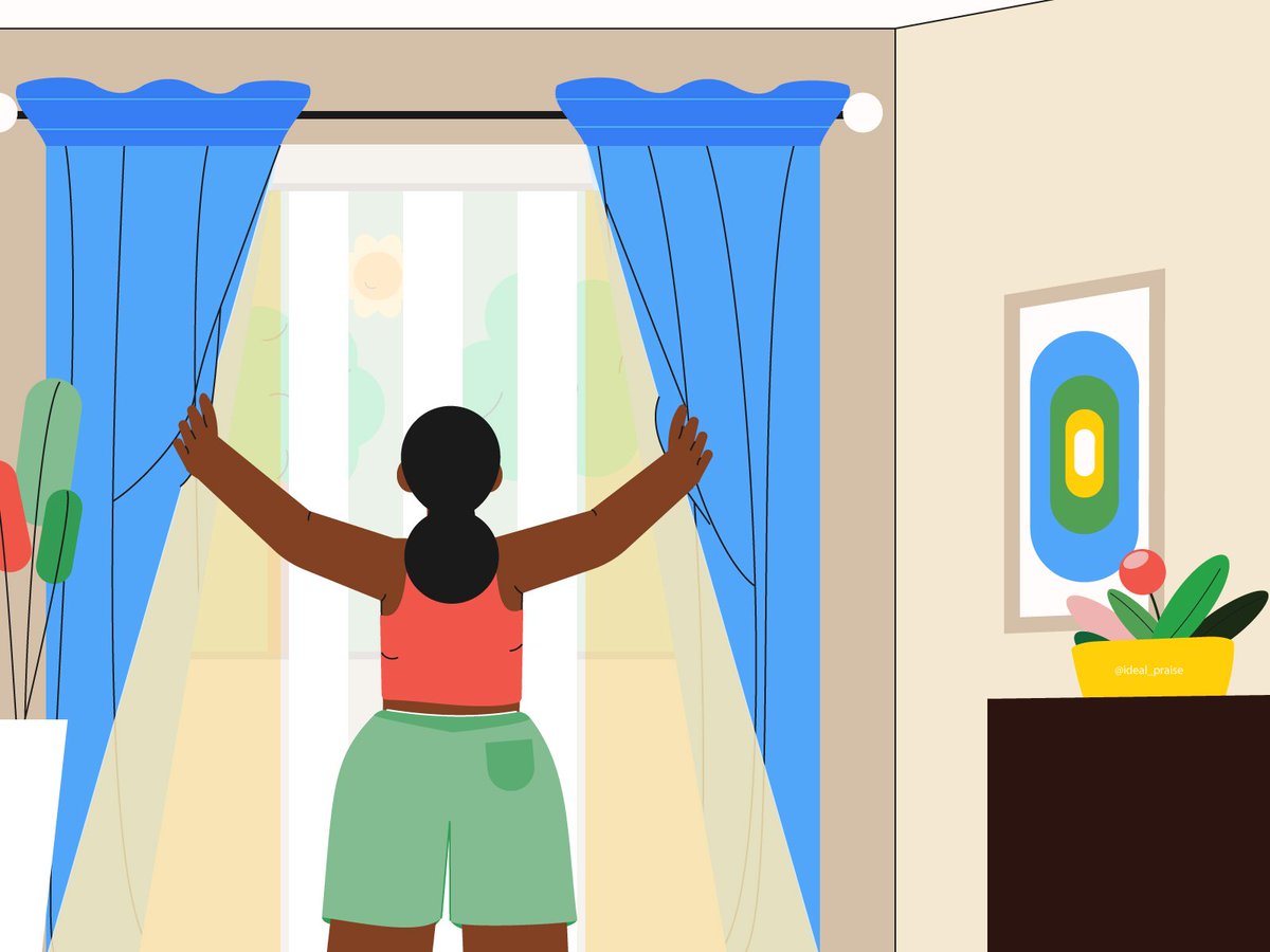 "Open the curtains" illustration made with Adobe Illustrator

#Practice