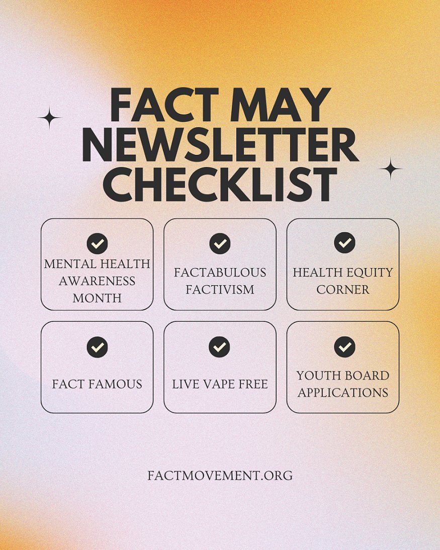 The FACT May Newsletter is here! Check out all the great initiatives coming up in May. Don't forget that Youth Board Applications are open! The deadline to apply is June 16th. - mailchi.mp/351ae64d005f/f…