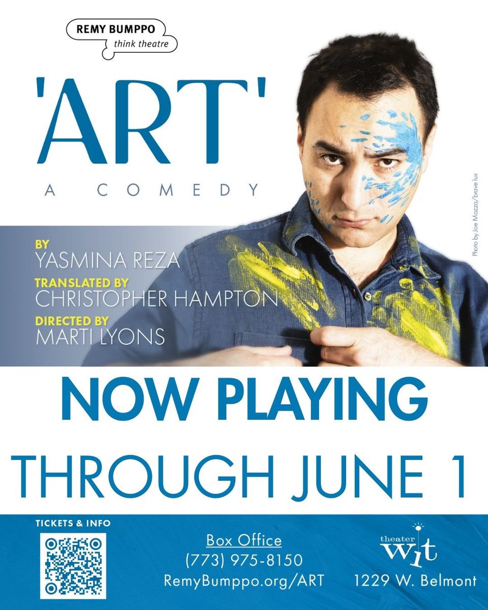 ‘ART’ is NOW PLAYING!

For tickets, call 773-975-8150 or visit RemyBumppo.org 

This hilarious and thought-provoking comedy navigates the fine line between laughter and introspection, exploring the true value of both art and friendship.

#RBArt 

📸 <a href="/bravelux/">brave lux</a>