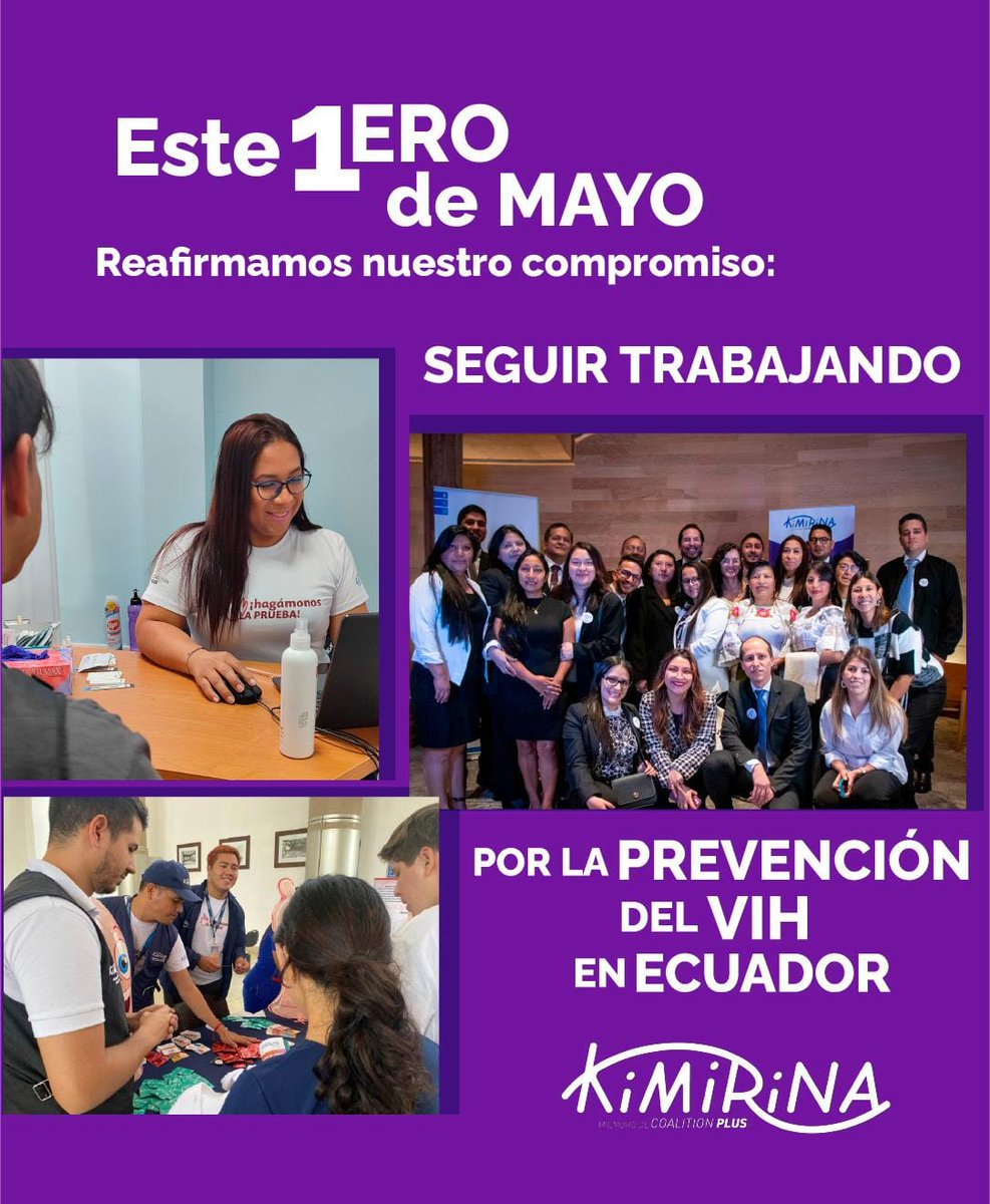 Por el #1eroDeMayo #DiaDelTrabajo Reafirmamos nuestro compromiso: Seguir trabajando por la prevención del #VIH en #Ecuador 

#DiaDelTrabajador #salud #kimirina #prevencion